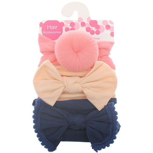 3 Pcs/Set Floral Bows Baby Headband Dot Bowknot Baby Girl Headbands