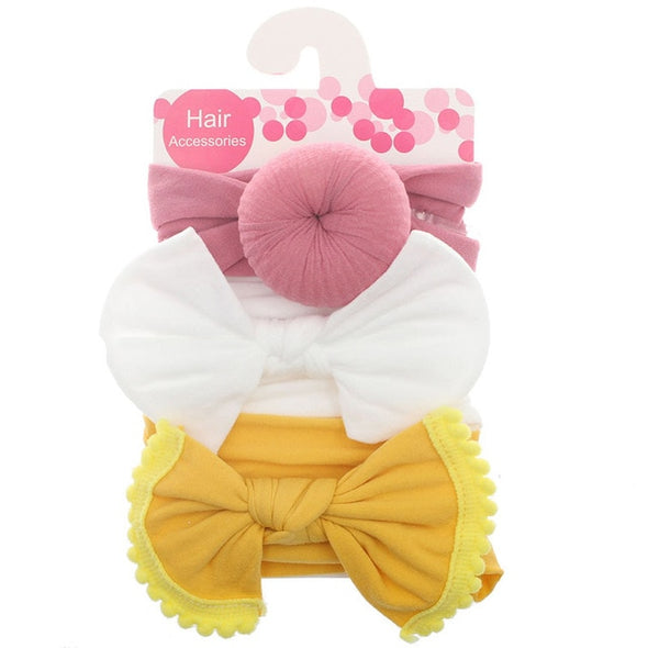 3 Pcs/Set Floral Bows Baby Headband Dot Bowknot Baby Girl Headbands