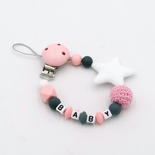 Colorful Silicone Personalized Letter Pacifier Clips