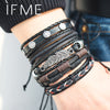 IF ME Vintage Leaf Feather Multi-layer Leather Bracelet For Men