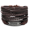 IF ME Vintage Leaf Feather Multi-layer Leather Bracelet For Men