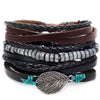 IF ME Vintage Leaf Feather Multi-layer Leather Bracelet For Men