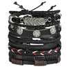 IF ME Vintage Leaf Feather Multi-layer Leather Bracelet For Men