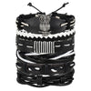 IF ME Vintage Leaf Feather Multi-layer Leather Bracelet For Men