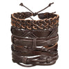 IF ME Vintage Leaf Feather Multi-layer Leather Bracelet For Men