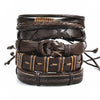 IF ME Vintage Leaf Feather Multi-layer Leather Bracelet For Men