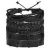 IF ME Vintage Leaf Feather Multi-layer Leather Bracelet For Men