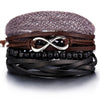 IF ME Vintage Leaf Feather Multi-layer Leather Bracelet For Men