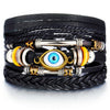 IF ME Vintage Leaf Feather Multi-layer Leather Bracelet For Men