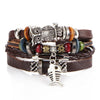 IF ME Vintage Leaf Feather Multi-layer Leather Bracelet For Men
