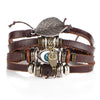 IF ME Vintage Leaf Feather Multi-layer Leather Bracelet For Men