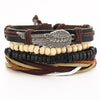 IF ME Vintage Leaf Feather Multi-layer Leather Bracelet For Men