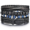 IF ME Vintage Leaf Feather Multi-layer Leather Bracelet For Men