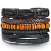 IF ME Vintage Leaf Feather Multi-layer Leather Bracelet For Men