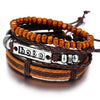 IF ME Vintage Leaf Feather Multi-layer Leather Bracelet For Men