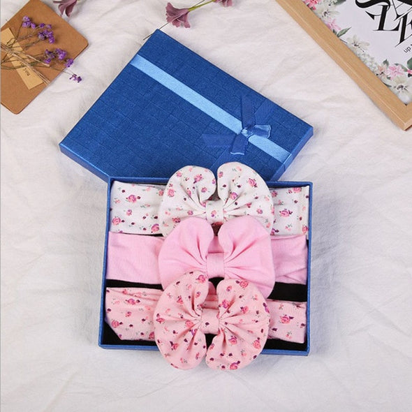 3 Pcs/Set Floral Bows Baby Headband Dot Bowknot Baby Girl Headbands