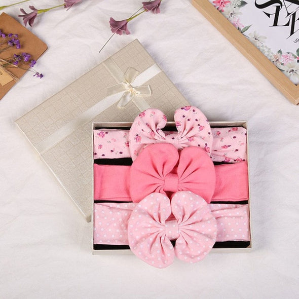 3 Pcs/Set Floral Bows Baby Headband Dot Bowknot Baby Girl Headbands