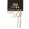 EN 12 Pairs Pearl Crystal Stud Boho Geometric Tassel Earrings For Women