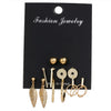 EN 12 Pairs Pearl Crystal Stud Boho Geometric Tassel Earrings For Women