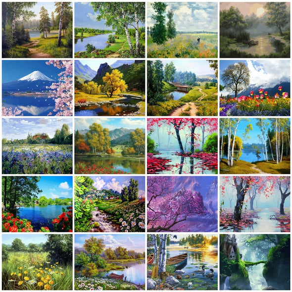 AZQSD DIY 50x40cm Paint By Numbers For Landscapes Home Decoration Oil Painting