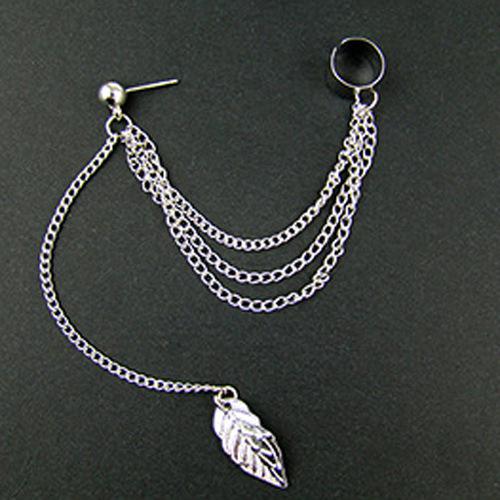 1pcs Metal Ear Clip Leaf Tassel Earrings for Women