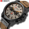 CURREN Waterproof Sport Chronograph Quartz Military Genuine Leather  Wrist Watch For Men