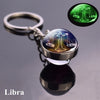 Constellation Luminous Keychain Glass Ball Pendant Zodiac Keychain