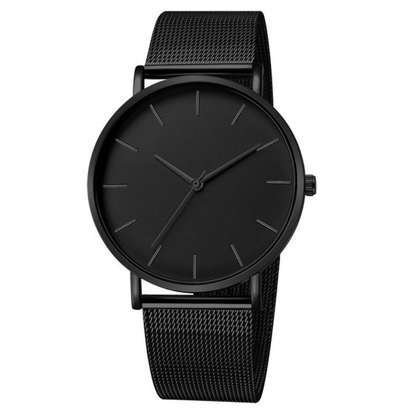 Men Mesh Ultra-Thin Stainless Steel Quartz Wrist Watch