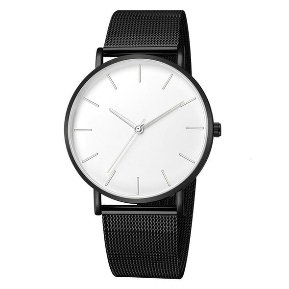 Men Mesh Ultra-Thin Stainless Steel Quartz Wrist Watch