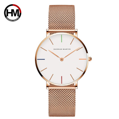 Hannah Martin Women 36mm Stainless Steel Mesh Watch