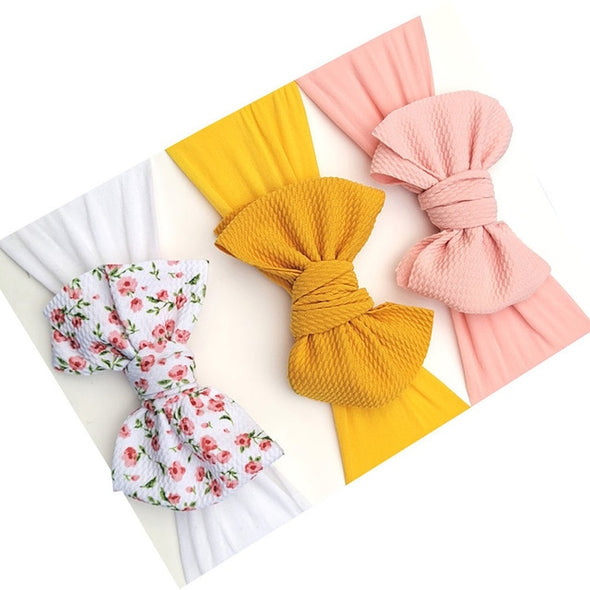3 Pcs/Set Floral Bows Baby Headband Dot Bowknot Baby Girl Headbands