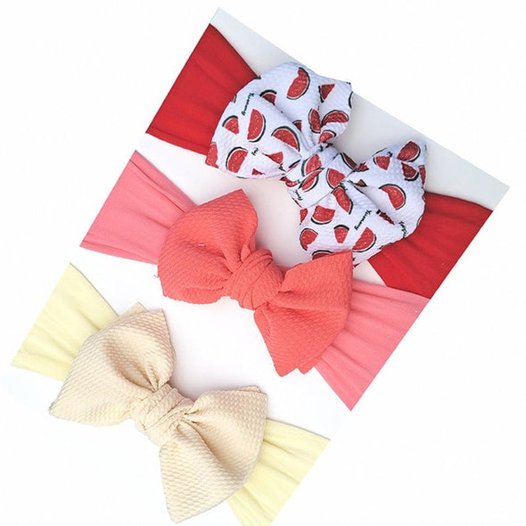 3 Pcs/Set Floral Bows Baby Headband Dot Bowknot Baby Girl Headbands