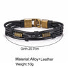 IF ME Vintage Leaf Feather Multi-layer Leather Bracelet For Men