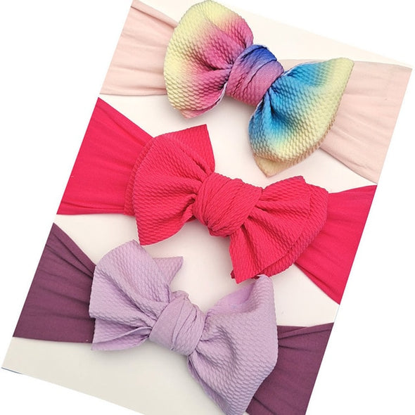 3 Pcs/Set Floral Bows Baby Headband Dot Bowknot Baby Girl Headbands