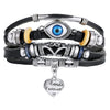 IF ME Vintage Leaf Feather Multi-layer Leather Bracelet For Men