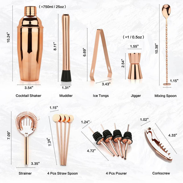 Cocktail Shaker Making Set, 16pcs Bartender Kit for Mixer Wine Martini, Stainless Steel Bars Tool, Home Drink Party Accessories