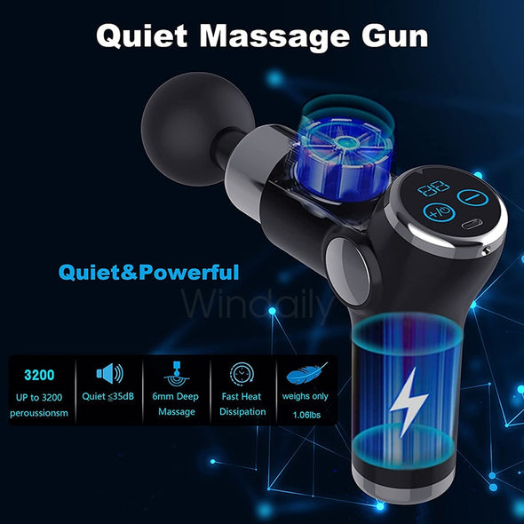 Mini LCD Massage Gun 32 Speed Touch Screen Deep Tissue Percussion Muscle Mini Massager Gun for Pain Relief Sore Muscles Body Massage for Athletes