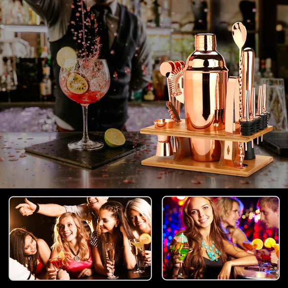 Cocktail Shaker Making Set, 16pcs Bartender Kit for Mixer Wine Martini, Stainless Steel Bars Tool, Home Drink Party Accessories