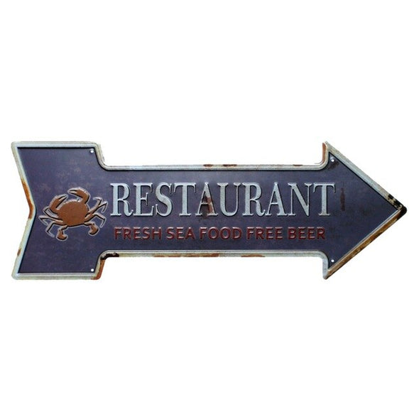 Restaurant Beach  Beer Bar Coffee Arrow Metal Irregular Tin Signs  Advertising board Wall Pub Home Art Decor 42X10CM U-13