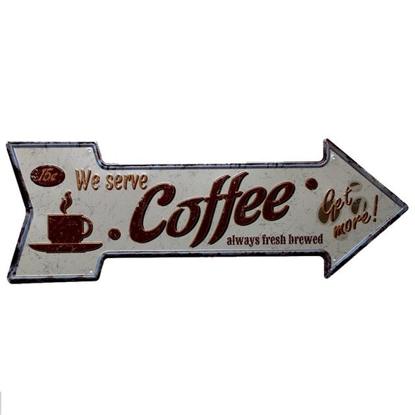 Restaurant Beach  Beer Bar Coffee Arrow Metal Irregular Tin Signs  Advertising board Wall Pub Home Art Decor 42X10CM U-13