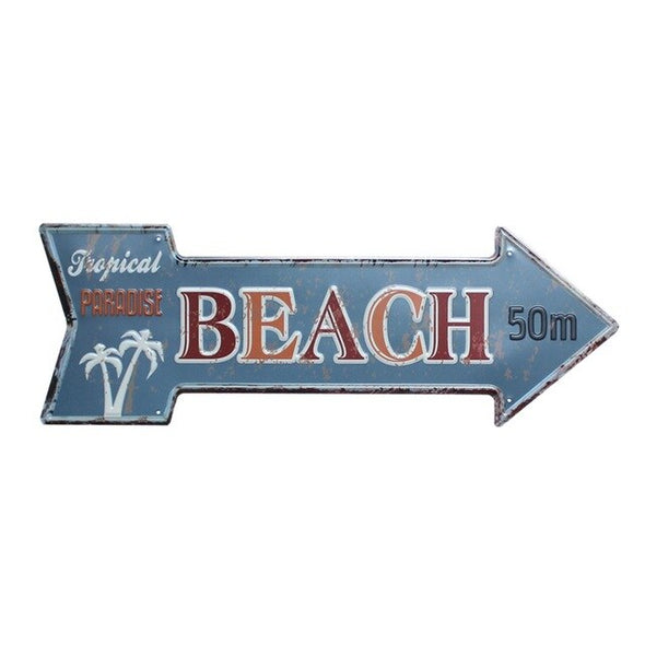 Restaurant Beach  Beer Bar Coffee Arrow Metal Irregular Tin Signs  Advertising board Wall Pub Home Art Decor 42X10CM U-13