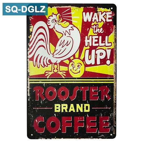 Hot Coffee Store Bar Wall Decoration Vintage Metal Tin Sign