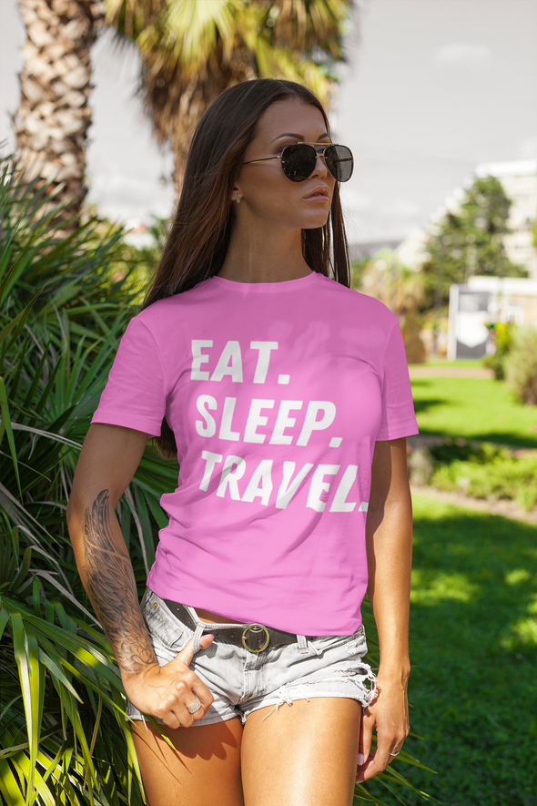 EAT. SLEEP. TRAVEL. Women's short sleeve t-shirt