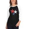 Red, White and Blue Stars 3/4 sleeve raglan shirt