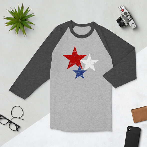 Red, White and Blue Stars 3/4 sleeve raglan shirt