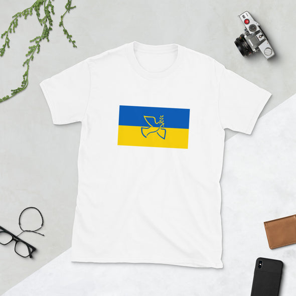 UKRAINE FLAG WITH DOVE Short-Sleeve Unisex T-Shirt