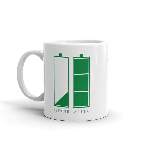 Before and After Coffee White glossy mug