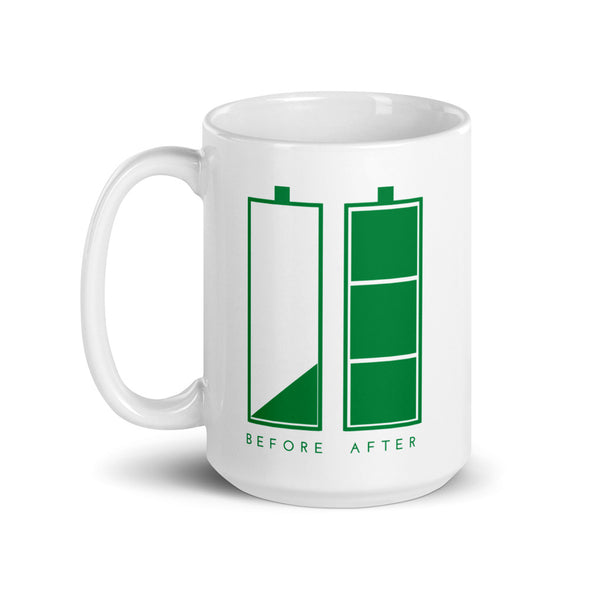 Before and After Coffee White glossy mug